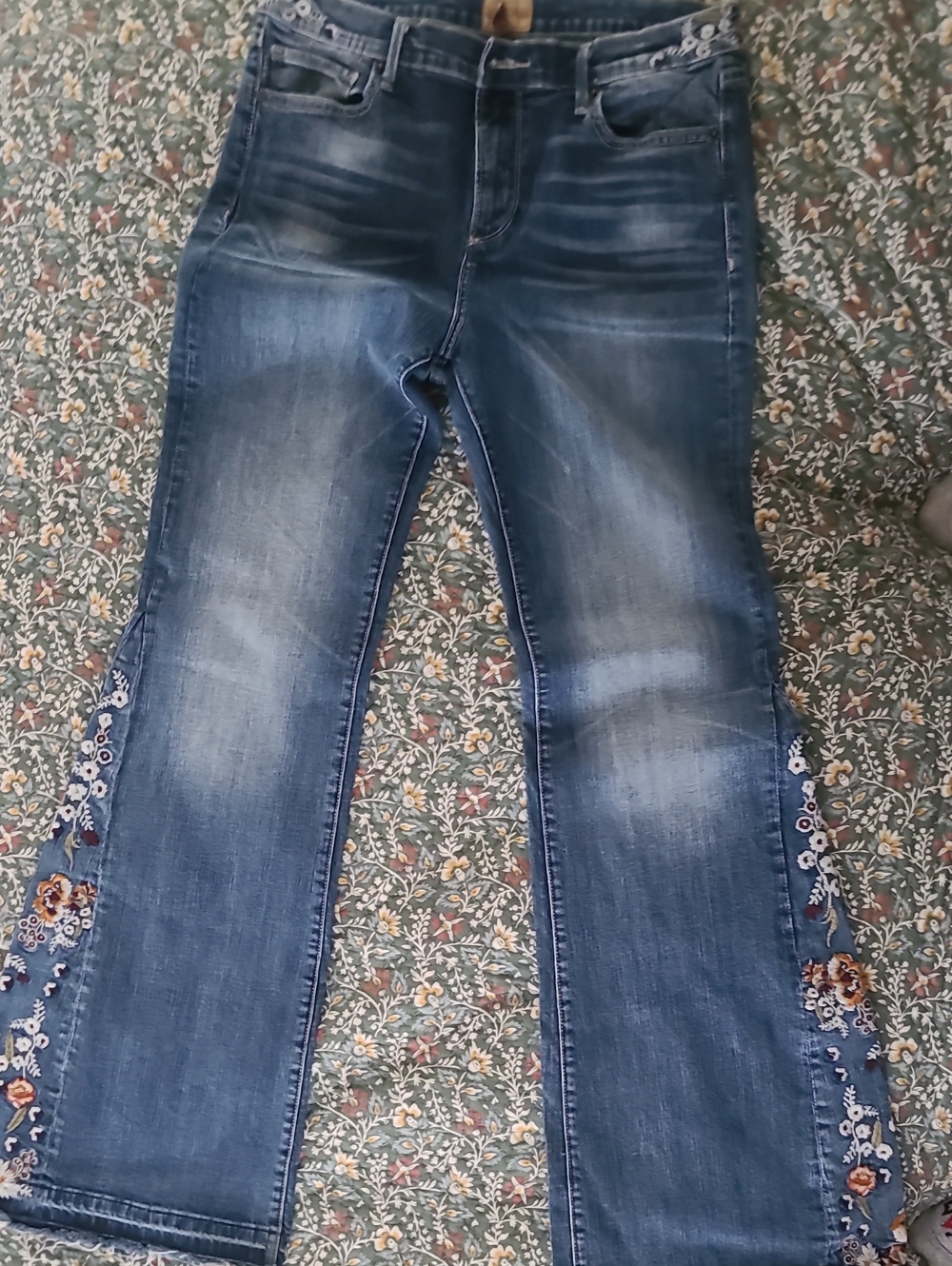 DRIFTWOOD Blue Embroidered Flare Jeans